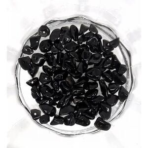 75pcs Beads for Jewelry #21505 Obsidian Stone Chip Beads